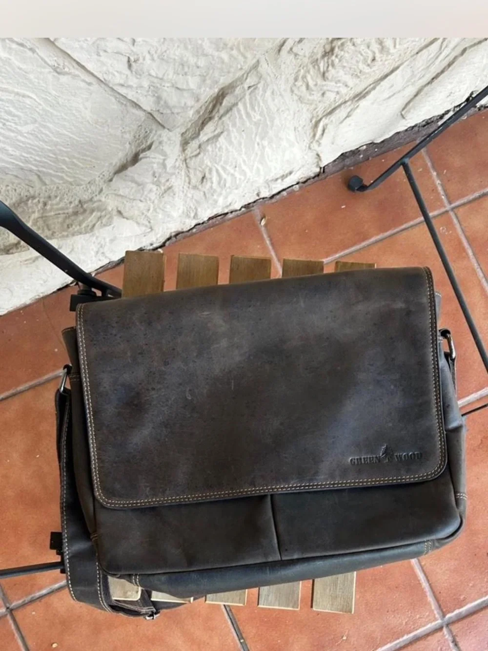 Men's Dark Brown Leather Messenger Bag - Classic Everyday Carry